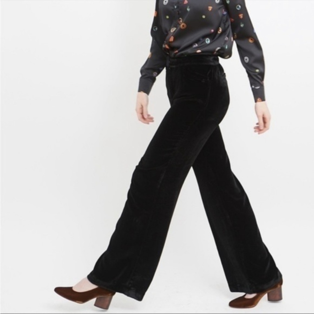 Jenni Kayne Size 2 Navy Cotton Courderoy Wide-Leg Pants